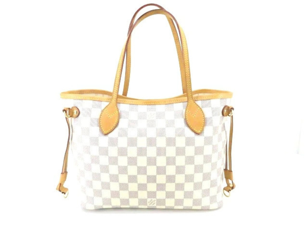 LOUIS VUITTON Neverfull Tote Bag Damier Azur White